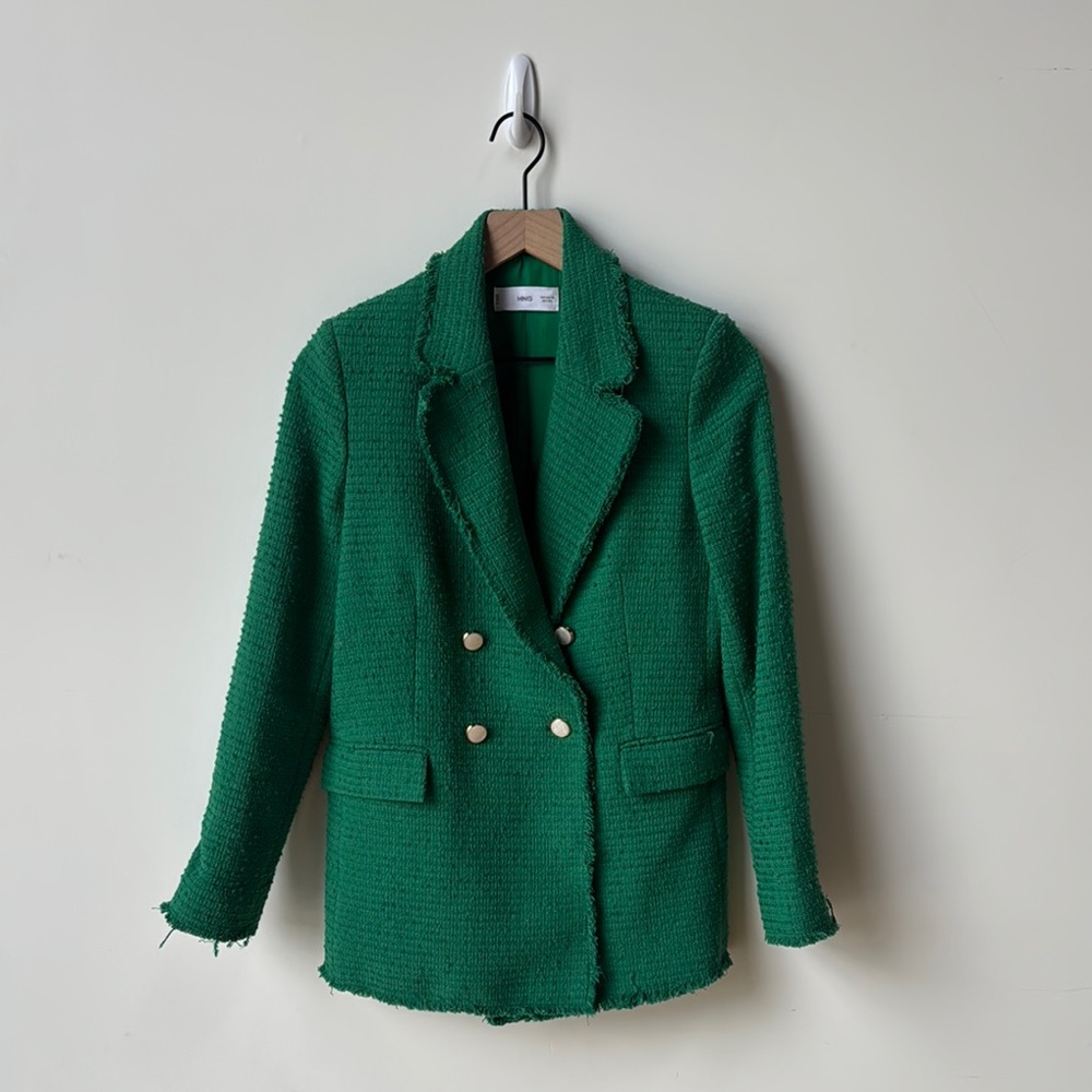 Mango Green Blazer Classic Tailored Suit Jacket - image 1
